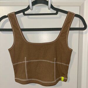 Tan Cropped Tank Top